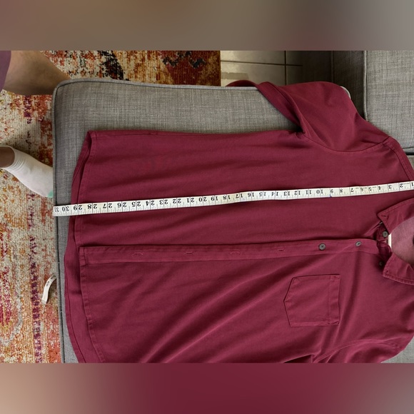 Mododoc Mens Classic-Fit  Red Long-Sleeve Button Casual Collar Shirt Size M - Picture 14 of 14